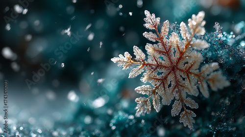 Beautiful Ice Crystal Close-Up in Winter Light