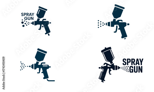 Spray gun icon illustration for painting tool and industrial equipment concept
