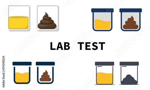 Lab test sample container icon set for medical analysis and diagnosis
