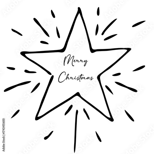 Hand drawn festive doodle set with monochrome holiday illustrations for Christmas and New Year cards, posters, wrapping and DIY printables