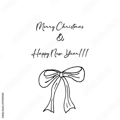 Black and white Christmas doodle collection with hand sketched winter icons for greeting cards, posters, wrapping paper and seasonal decor
