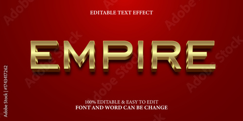 Empire 3d text style, editable text effect golden