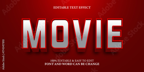 Movie text effect template design with 3d style