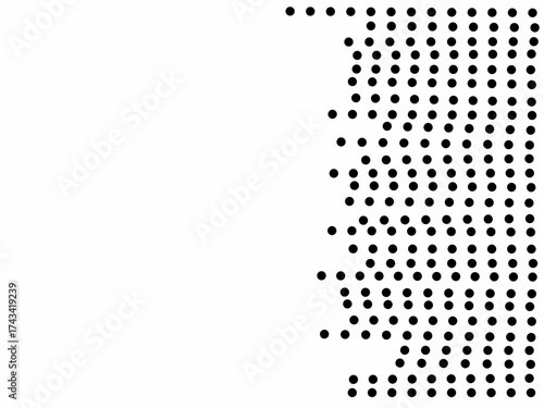 Abstract black dot pattern forming a modern halftone wave design on a white background. Perfect for digital art, posters, and creative graphic projects.
