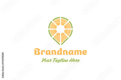 Melon Location Pin Logo, symbolizing refreshing destinations and juicy discoveries