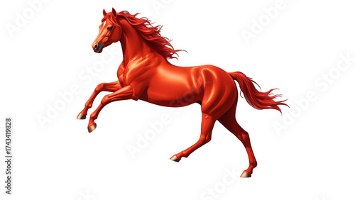 Elegant running red horse on transparent background artwork, for design, decoration, and digital projects