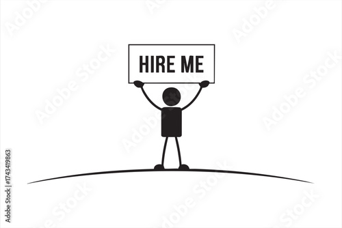 Business concept art showing job seeker asking for employment opportunity