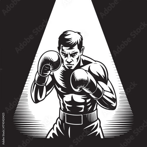 Intense boxer ready for fight night in bright spotlight