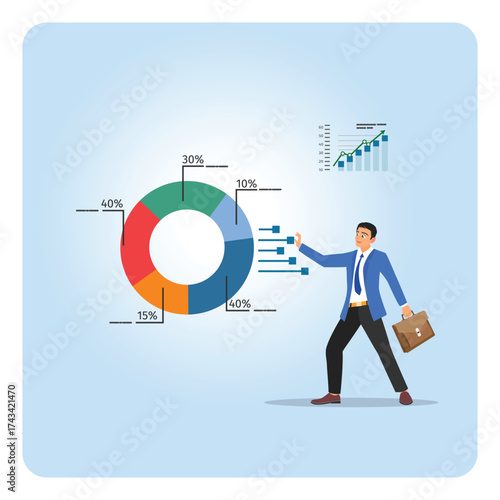 Inflation and interest rate concept. Businessman with Investment portfolio adjustment.
