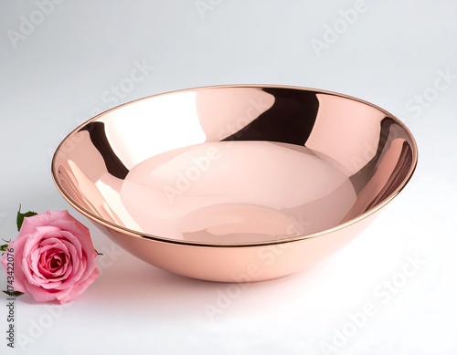 Rose-toned bowl on a plain background