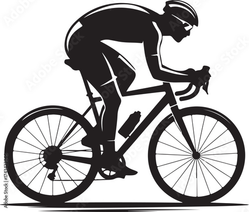 Cyclist silhouette racing hard graphic element