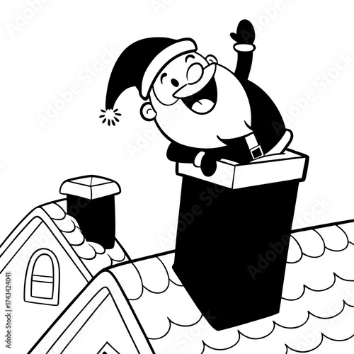 Santa Claus stuck in a chimney 