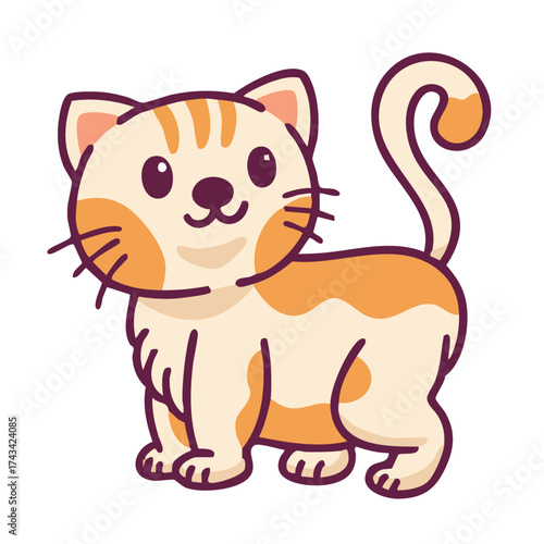 Cartoon illustration of a cute orange and white tabby cat standing.