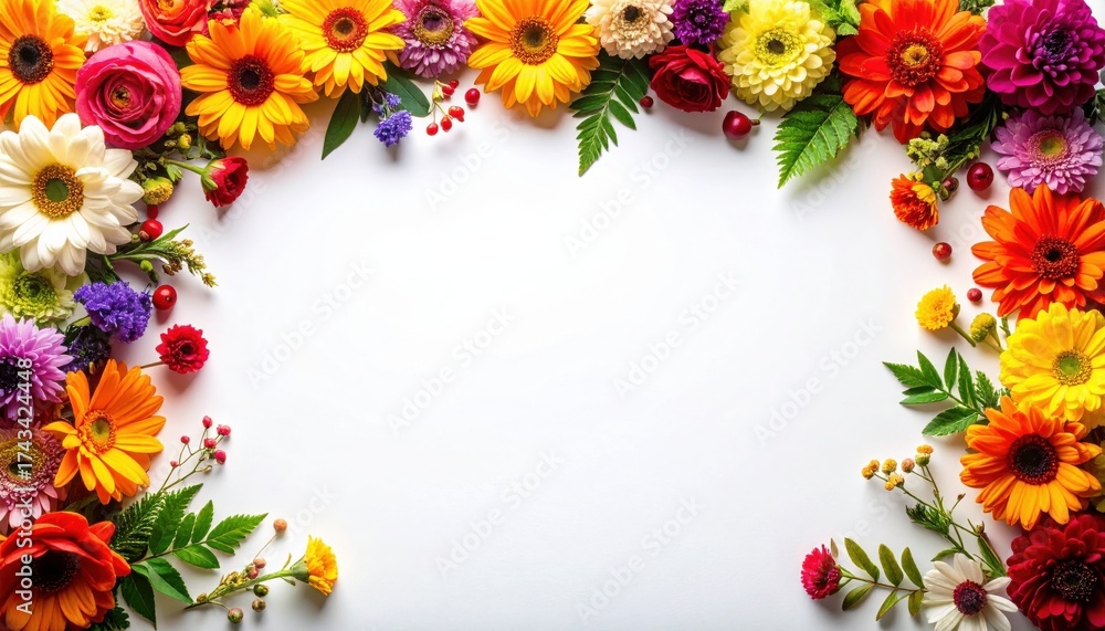 Fototapeta premium Colorful Floral Arrangement on White Background