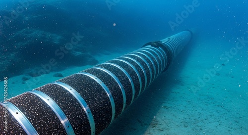 Subsea cable laid on ocean floor powering global connectivity