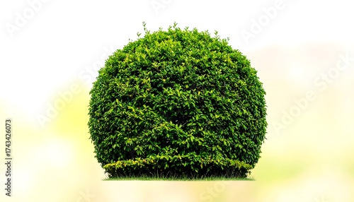 Round green shrub against soft background