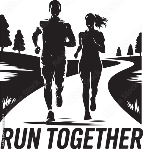 Couple running together in nature for health goals