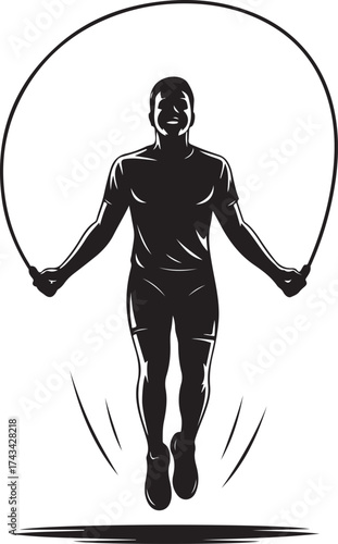 Man jumps rope for fitness and cardio workout