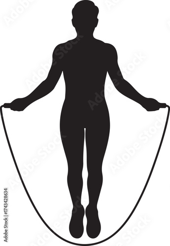Silhouette of person jumping rope exercise fitness