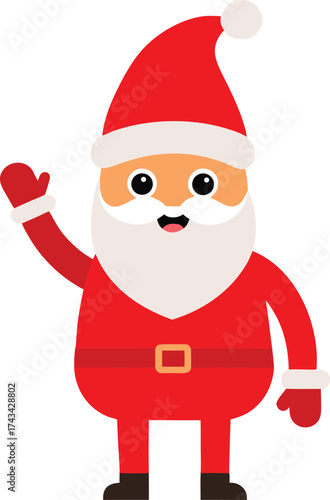 Waving cartoon Santa Claus with red suit and hat Christmas