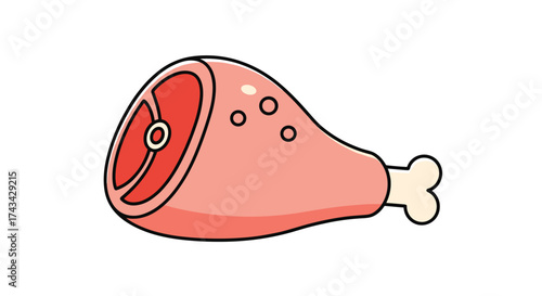 A simple cartoon illustration of a cooked meat leg with a bone sticking out.