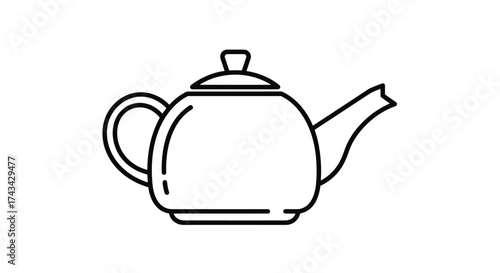 Classic ceramic teapot for serving hot beverages and brewing tea leaves.