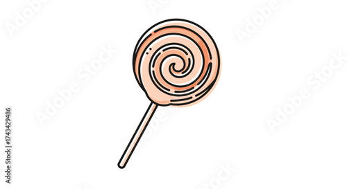 A swirl of sweet candy on a stick ready to be enjoyed by kids and adults alike.