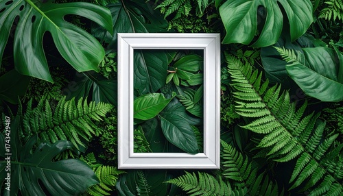White Frame Amidst Lush Greenery