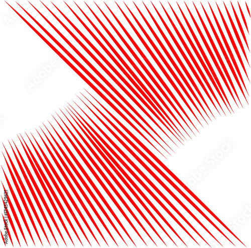 Abstract red line art forming a dynamic geometric twist on a white background. Modern optical illusion pattern perfect for posters, prints, and digital design.