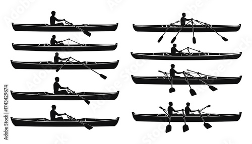 Rowing silhouettes