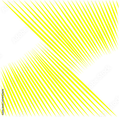 Abstract yellow line art forming a dynamic geometric twist on a white background. Modern optical illusion pattern perfect for posters, prints, and digital design.