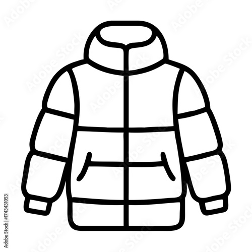 Winter themed puffer coat icon transparent background