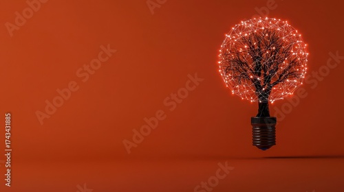 Light Bulb Tree Concept Symbolizing Creativity and Innovation