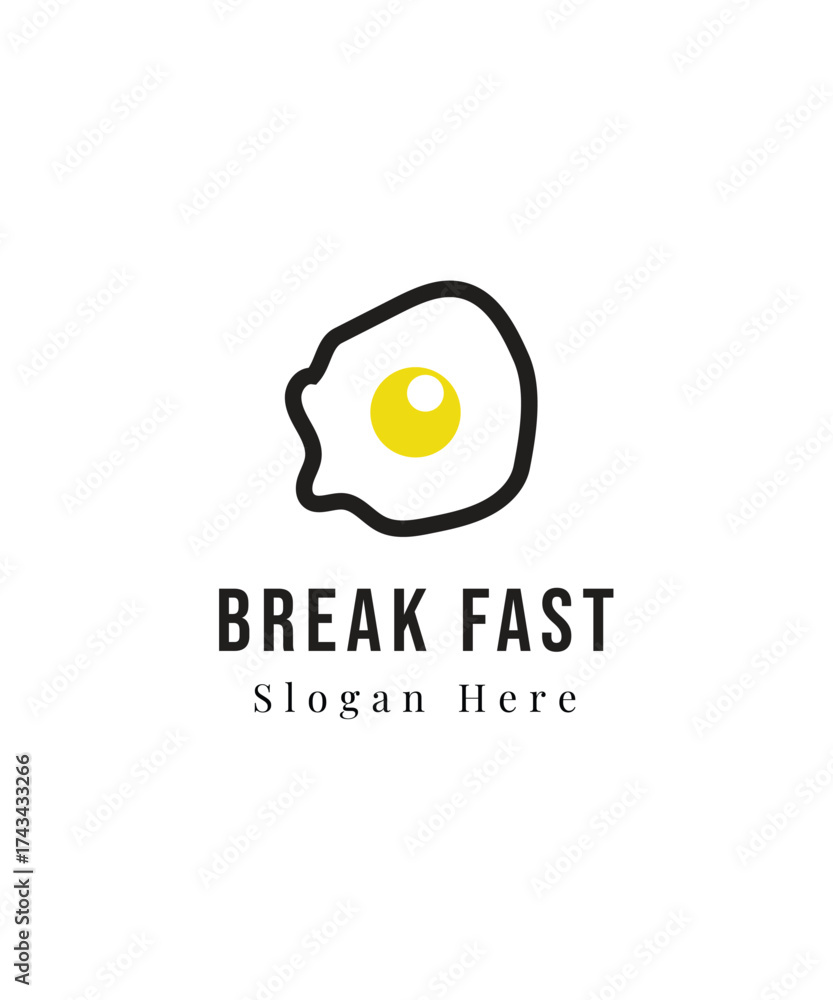 Obraz premium Frying eggs logo, Creative omelette illustration logo design, breakfast logo inspiration, restaurant logo design vector