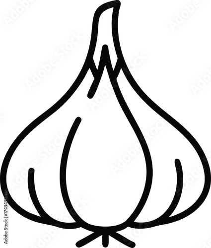 Outline icon of a garlic, line art style