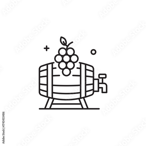 Wine barrel icon, Wooden barrel thin line and pixel Symbol Outline icon Editable Stroke