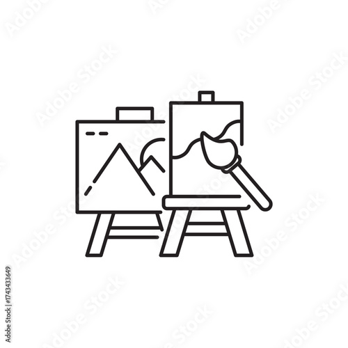 Art Canvas icon, Painting Symbol Outline icon Transparent background Editable Stroke