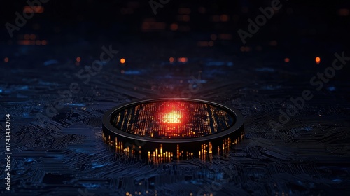 Abstract Digital Visualization with Bright Circular Center