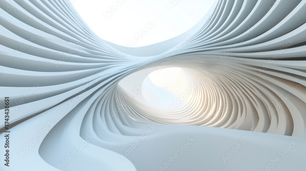 Obraz premium Modern abstract swirling tunnel, light and shadow play
