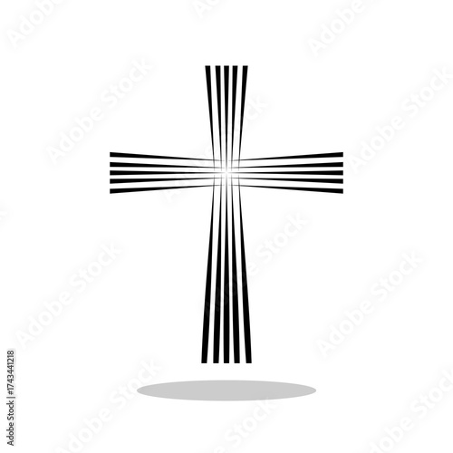 Church Christian Cross emblem with shadow