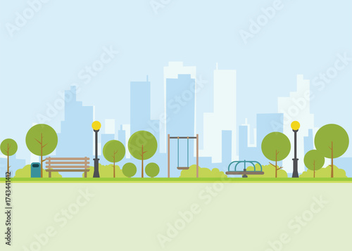 City park view. Minimalist, empty, bright. Stock Illustration