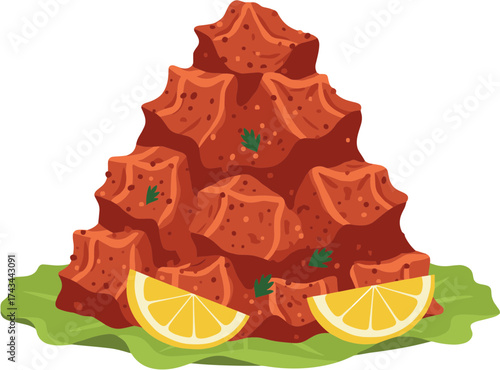 Hand Drawn Colorful Cig Kofte Turkish Food Appetizer Illustration