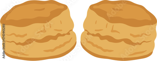 Flat Style Delicious Scone Illustration of American Biscuit Breakfast Food