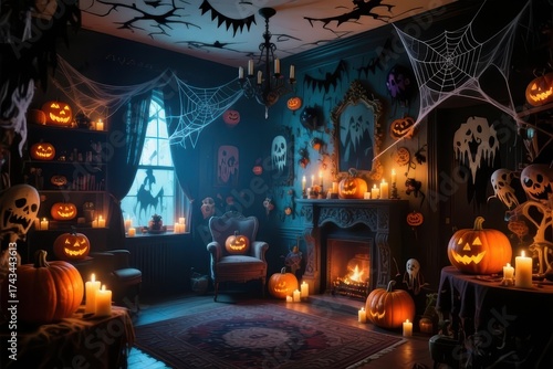 Colorful Candle Halloween Pumpkin Centerpiece