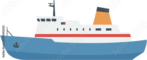 Simple Flat Style Ferry Ship Icon for Transportation Illustration