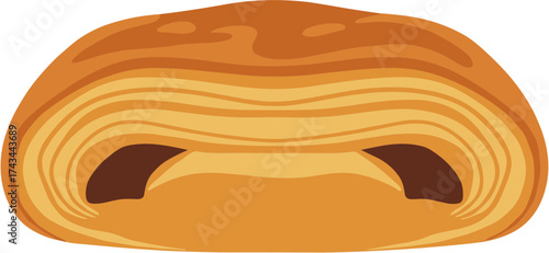 Flat Design Delicious Chocolate Filled Croissant Pastry Sweet Food Item