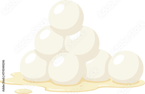 Flat Illustration Stacked White Egg in Triangle Shape on Yellow Liquid