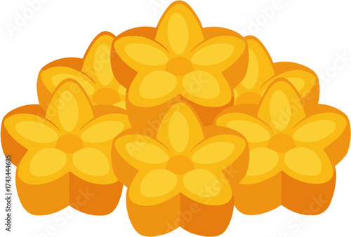 Flat Design Stacked Ripe Star Fruit Food Ingredient Illustration