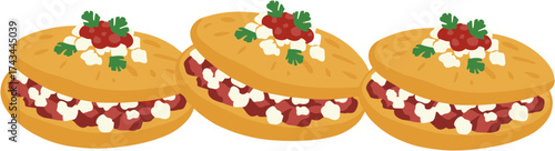 Simple Style Handdrawn Sope with Filling Mexican Cuisine Food Illustration