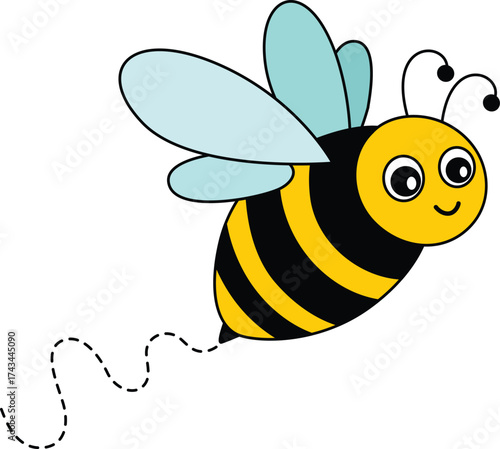 Cute Cartoon Flying Honey Bee Trail